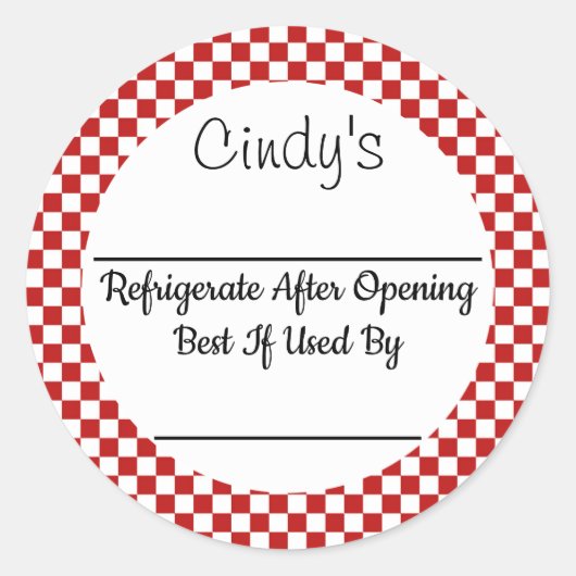 Red Check Custom Product Canning Jar Sticker (Voorkant)