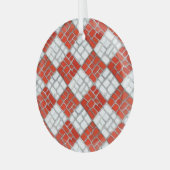 RED CHECK MOSAIC Glass Circle Ornament (Voorkant links)