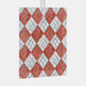 RED CHECK MOSAIC Glass Square Ornament (Voorkant Rechts)