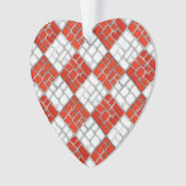 RED CHECK MOZAÏEK Acryl Hart Ornament (voorkant)