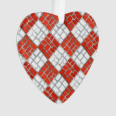 RED CHECK MOZAÏEK Acryl Hart Ornament (voorkant)