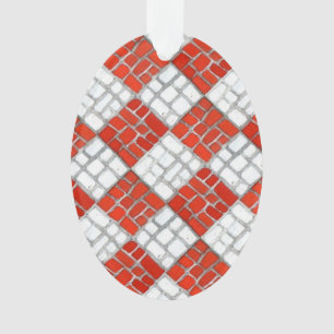 RED CHECK MOZAÏEK Acryl Ovaal Ornament