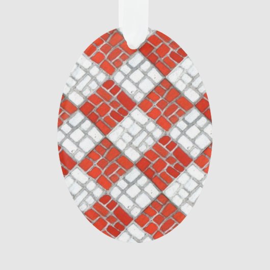 RED CHECK MOZAÏEK Acryl Ovaal Ornament (voorkant)