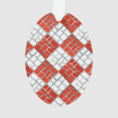 RED CHECK MOZAÏEK Acryl Ovaal Ornament (achterkant)