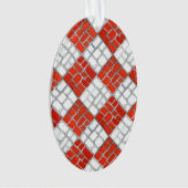 RED CHECK MOZAÏEK Acryl Ovaal Ornament (voorkant)