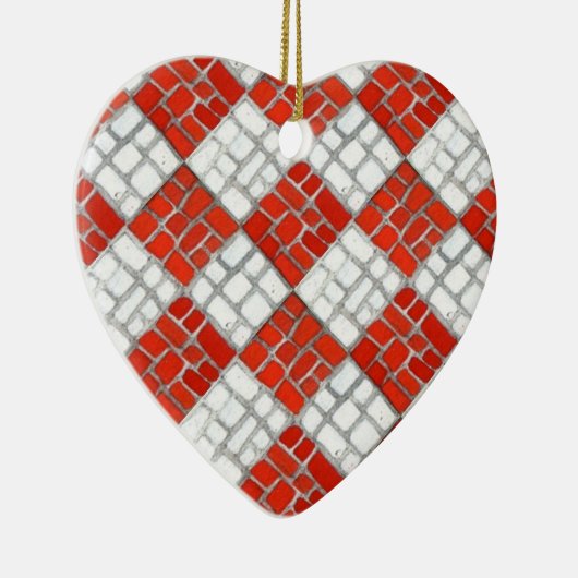 RED CHECK MOZAÏEK Keramisch Hart Ornament (Rechts)