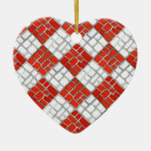 RED CHECK MOZAÏEK Keramisch Hart Ornament (Voorkant)