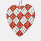 RED CHECK MOZAÏEK Keramisch Hart Ornament (Links)