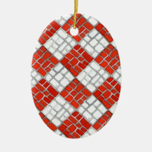 RED CHECK MOZAÏEK Keramisch Ovaal Ornament (Voorkant)