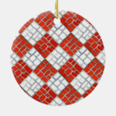 RED CHECK MOZAÏEK Keramische Cirkel Ornament (Achterkant)