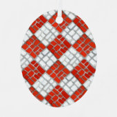 RED CHECK MOZAÏEK Metal Oval Ornament (Voorkant)