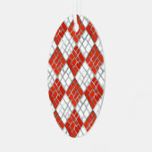 RED CHECK MOZAÏEK Metal Oval Ornament (Voorkant links)