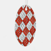 RED CHECK MOZAÏEK Metal Oval Ornament (Voorkant Rechts)