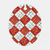 RED CHECK MOZAÏEK Metal Oval Ornament (Achterkant)