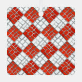 RED CHECK MOZAÏEK Metalen Vierkante Ornament (Voorkant)