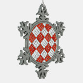 RED CHECK MOZAÏEK Pewter Snowflake Ornament (Links)