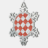 RED CHECK MOZAÏEK Pewter Snowflake Ornament (Rechts)