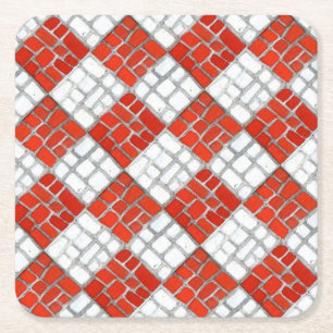RED CHECK MOZAÏEK Vierkant Papier Onderzetters