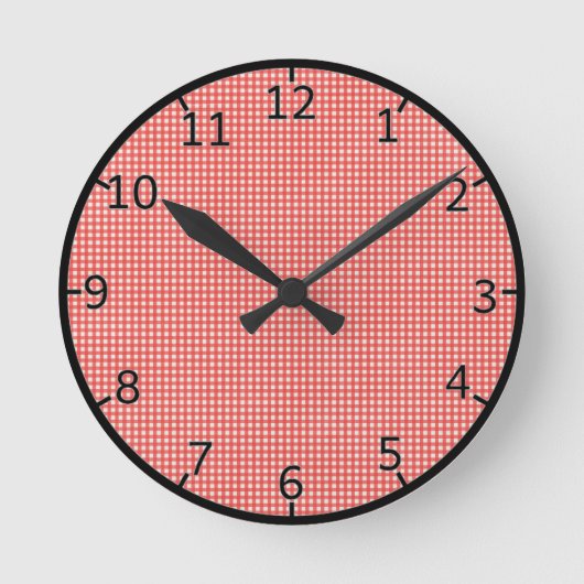 Red Check Patroon Ronde Klok (Voorkant)