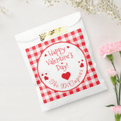 Red Check Red Hearts Valentine's Day Bedankzakje (Gezegeld)