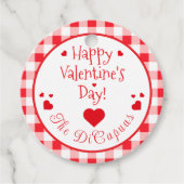 Red Check Red Hearts Valentine's Day Paper Napkin Bedankjes Labels (Voorkant)