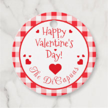 Red Check Red Hearts Valentine's Day Paper Napkin