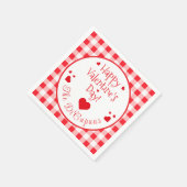 Red Check Red Hearts Valentine's Day Paper Napkin Servet (Hoek)