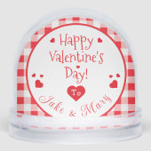 Red Check Red Hearts Valentine's Day PHOTO Sneeuwbol (Voorkant)