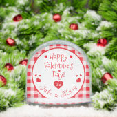 Red Check Red Hearts Valentine's Day PHOTO Sneeuwbol (Kerstmis)