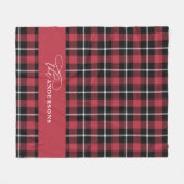red check tartan script gepersonaliseerde familie  fleece deken (Voorkant (Horizontaal))