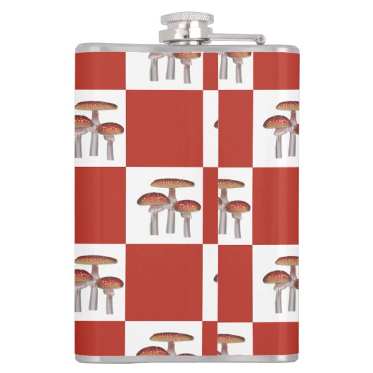 Red check with mushroom heupfles (Achterkant)