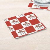 Red check with mushroom kartonnen onderzetters (Schuin)