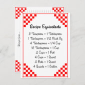 Red Checked Recipe Card Keukenequivalenten Briefkaart (Voorkant / Achterkant)