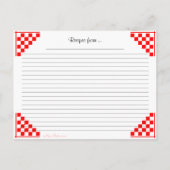 Red Checked Recipe Card Keukenequivalenten Briefkaart (Achterkant)