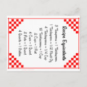 Red Checked Recipe Card met equivalenten Briefkaart (Achterkant)