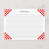 Red Checked Recipe Card met equivalenten Briefkaart (Voorkant)