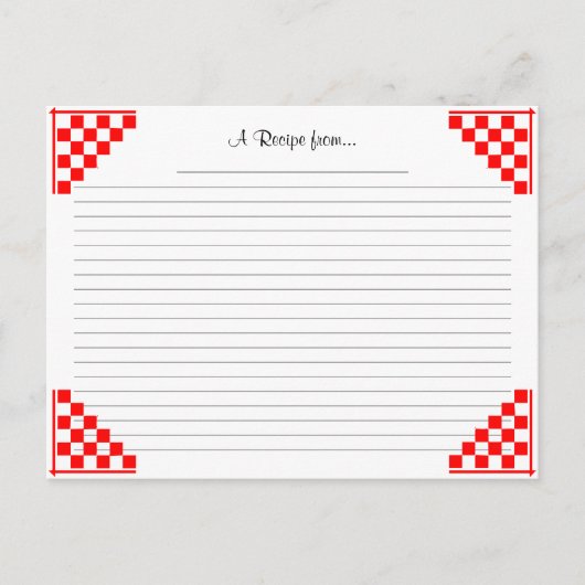 Red Checked Recipe Card met equivalenten Briefkaart (Voorkant)