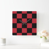 Red Checker Clock Vierkante Klok (Huis)