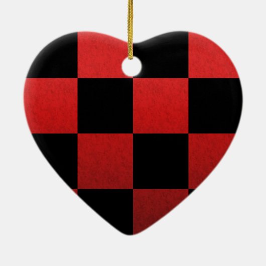 Red Checker Keramisch Ornament (Achterkant)