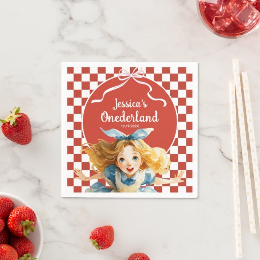 Red Checkered Alice in ONEDERLAND 1st Birthday Servet (Insitu)