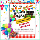 Red Checkered BBQ Birthday Invitation Kaart