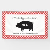 Red Checkered Client Appreciation BBQ Party Spandoek (Horizontaal)