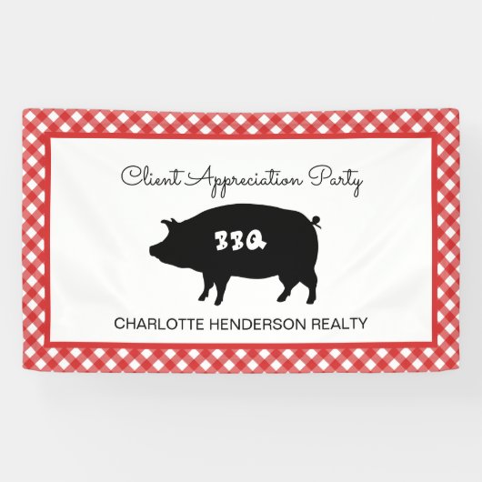 Red Checkered Client Appreciation BBQ Party Spandoek (Horizontaal)