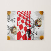 Red Checkered Floral Bike Jigzaag Puzzle Daisy Legpuzzel (Horizontaal)