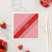 Red Checkered Napkins met Monogram Servetten (Insitu)
