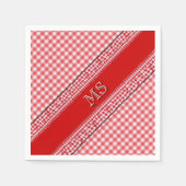 Red Checkered Napkins met Monogram Servetten (Voorkant)