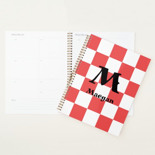 Red Checkered Pattern Background Planner (Display)
