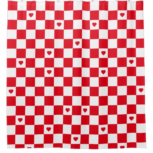 Red Checkered Pattern Background Shower Curtain Douchegordijn (Voorkant)