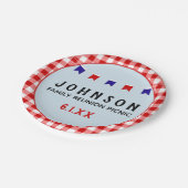 Red Checkered Tablecloth Summer Picnic Papieren Bordje (Gekanteld)