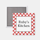 Red Checks Custom Kitchen Gezegde Magnet (Voorkant / Achterkant)